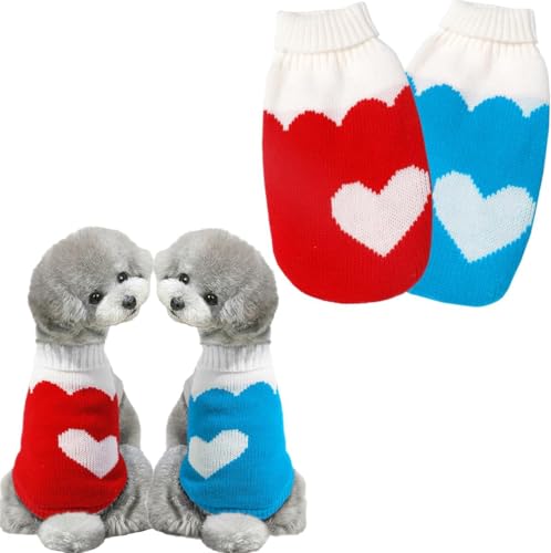 Valentinstags-Hundepullover, Katzen-Valentinstag-Pullover, Hundekleidung, Valentinstag, Haustier-Pullover, hoher Kragen, warmer Urlaubspullover von RPixc