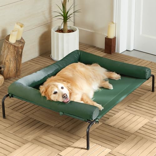 Kühlendes erhöhtes Hundebett für große Hunde - Wasserdichtes erhöhtes Hundebett mit schräger Kopfstütze, atmungsaktives Teslin-Netz, langlebiges & tragbares Haustierbett für den Innen- und Kühlendes erhöhtes Hundebett für große Hunde - Wasserdichtes erhöhtes Hundebett mit schräger Kopfstütze, atmungsaktives Teslin-Netz, langlebiges & tragbares Haustierbett für den Innen- und von RRPETHOME