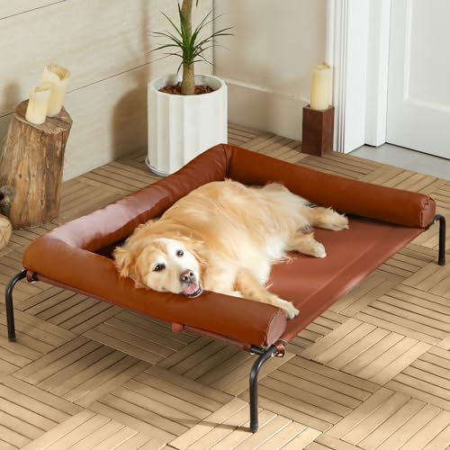 Kühlendes erhöhtes Hundebett für große Hunde - Wasserdichtes erhöhtes Hundebett mit schräger Kopfstütze, atmungsaktives Teslin-Netz, langlebiges & tragbares Haustierbett für den Innen- und Kühlendes erhöhtes Hundebett für große Hunde - Wasserdichtes erhöhtes Hundebett mit schräger Kopfstütze, atmungsaktives Teslin-Netz, langlebiges & tragbares Haustierbett für den Innen- und von RRPETHOME