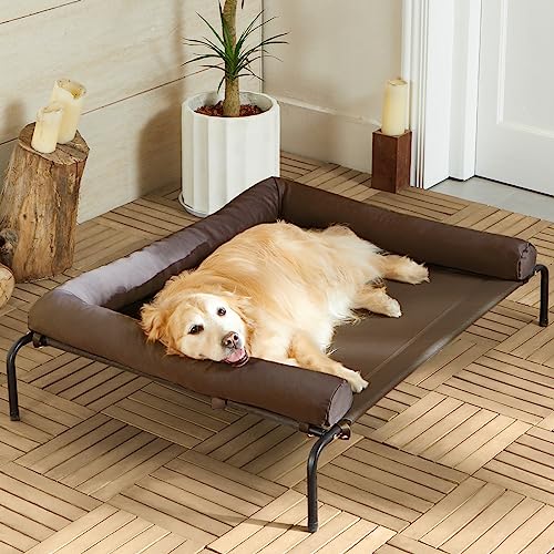 Kühlendes erhöhtes Hundebett für große Hunde - Wasserdichtes erhöhtes Hundebett mit schräger Kopfstütze, atmungsaktives Teslin-Netz, langlebiges & tragbares Haustierbett für den Innen- und Kühlendes erhöhtes Hundebett für große Hunde - Wasserdichtes erhöhtes Hundebett mit schräger Kopfstütze, atmungsaktives Teslin-Netz, langlebiges & tragbares Haustierbett für den Innen- und von RRPETHOME