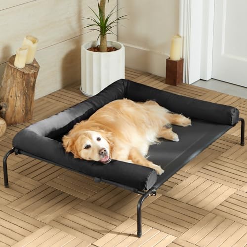 Kühlendes erhöhtes Hundebett für große Hunde - Wasserdichtes erhöhtes Hundebett mit schräger Kopfstütze, atmungsaktives Teslin-Netz, langlebiges & tragbares Haustierbett für den Innen- und Kühlendes erhöhtes Hundebett für große Hunde - Wasserdichtes erhöhtes Hundebett mit schräger Kopfstütze, atmungsaktives Teslin-Netz, langlebiges & tragbares Haustierbett für den Innen- und von RRPETHOME
