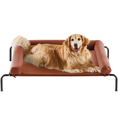RRPETHOME Großes erhöhtes kühlendes Hundebett, erhöhtes Kinderbett für große Hunde, erhöhtes Outdoor-Hundebett, kaufest, tragbar, kühlendes Haustierbett mit rutschfesten Füßen und atmungsaktivem von RRPETHOME