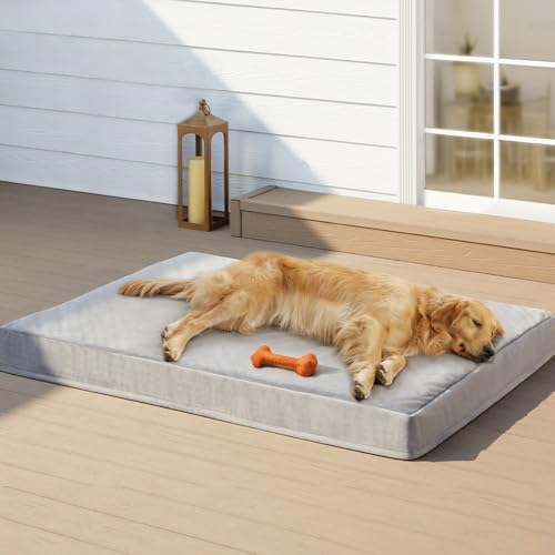 RRPETHOME Unzerstörbare Hundebetten für große Hunde, kaufestes Hundebett mit orthopädischem Eierschaum, wasserdichte Haustierbett-Matte mit waschbarem Bezug für Käfigunterlage und Käfige, Jumbo von RRPETHOME