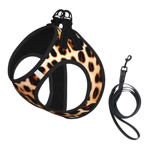 Hundegeschirr und Leine, Leopardenmuster, weiches Netzgewebe, reflektierend, atmungsaktiv, leicht, Westen-Stil Hundegeschirr und Leine, Leopardenmuster, weiches Netzgewebe, reflektierend, atmungsaktiv, leicht, Westen-Stil von RRSZCC