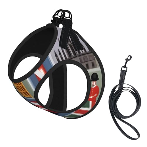 Hundegeschirr und Leine, Motiv: England-Symbole, weiches Netzgewebe, reflektierend, atmungsaktiv, leichte Weste von RRSZCC