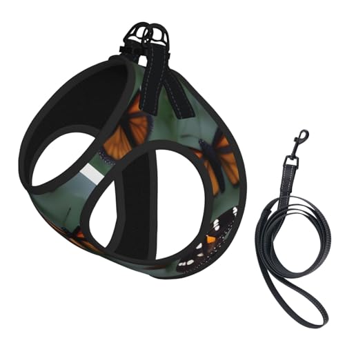 Hundegeschirr und Leine, Motiv: Monarch-Schmetterlinge, weiches Netzgewebe, reflektierend, atmungsaktiv, leicht, Westenstil Hundegeschirr und Leine, Motiv: Monarch-Schmetterlinge, weiches Netzgewebe, reflektierend, atmungsaktiv, leicht, Westenstil von RRSZCC
