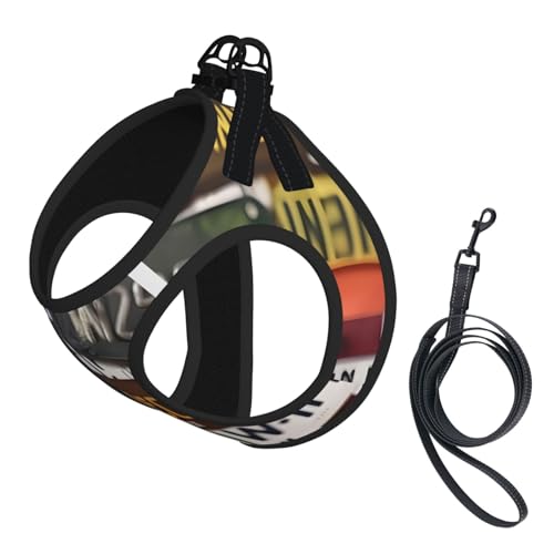 Hundegeschirr und Leine, Set mit Nummernschild-Druck, weiches Netzgewebe, reflektierend, atmungsaktiv, leicht, Westen-Stil Hundegeschirr und Leine, Set mit Nummernschild-Druck, weiches Netzgewebe, reflektierend, atmungsaktiv, leicht, Westen-Stil von RRSZCC