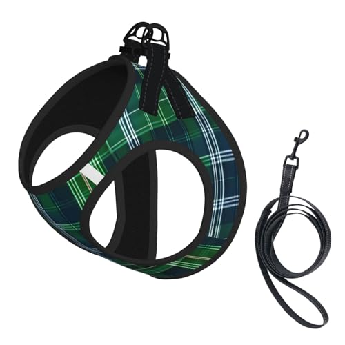 Hundegeschirr und Leine, Set mit Schottenkaro, weiches Netzgewebe, reflektierend, atmungsaktiv, leicht, Blau Hundegeschirr und Leine, Set mit Schottenkaro, weiches Netzgewebe, reflektierend, atmungsaktiv, leicht, Blau von RRSZCC