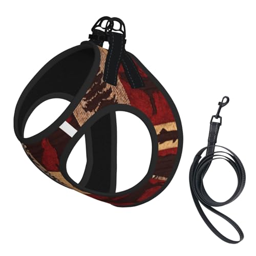Lodge Bear Hundegeschirr und Leine, Set mit Hirschmotiv, weiches Netzgewebe, reflektierend, atmungsaktiv, leicht, Westen-Stil von RRSZCC