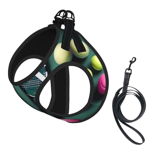 Lustiges Welpengeschirr-Set mit Tennisschlägern und Tennisbällen, Hundegeschirr und Leine, weiches Netzgewebe, reflektierend, atmungsaktiv, leichte Weste Lustiges Welpengeschirr-Set mit Tennisschlägern und Tennisbällen, Hundegeschirr und Leine, weiches Netzgewebe, reflektierend, atmungsaktiv, leichte Weste von RRSZCC