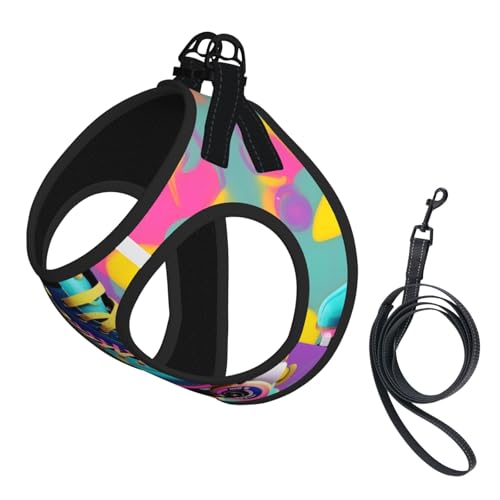 Welpengeschirr, Hundegeschirr und Leine, Retro-Design, bunt, Rollschuh-Druck, weiches Netzgewebe, reflektierend, atmungsaktiv, leicht, Westen-Stil Welpengeschirr, Hundegeschirr und Leine, Retro-Design, bunt, Rollschuh-Druck, weiches Netzgewebe, reflektierend, atmungsaktiv, leicht, Westen-Stil von RRSZCC
