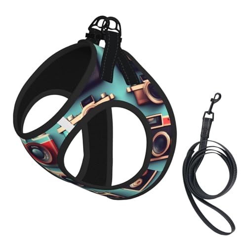 Welpengeschirr, Hundegeschirr und Leine, Retro-Kamera-Kollektion, weiches Netzgewebe, reflektierend, atmungsaktiv, leicht Welpengeschirr, Hundegeschirr und Leine, Retro-Kamera-Kollektion, weiches Netzgewebe, reflektierend, atmungsaktiv, leicht von RRSZCC