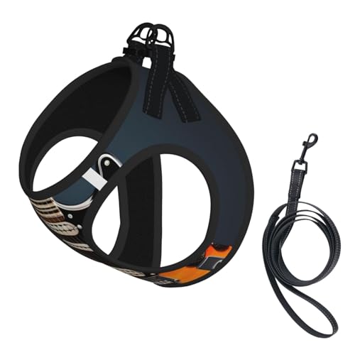 Welpengeschirr, Hundegeschirr und Leine, Set mit E-Gitarren, weiches Netzgewebe, reflektierend, atmungsaktiv, leicht, Orange von RRSZCC