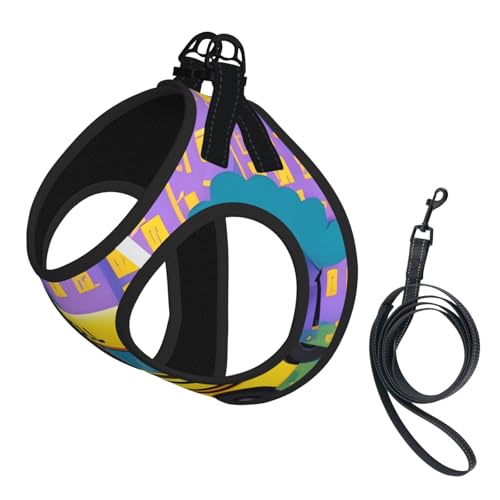 Welpengeschirr, Hundegeschirr und Leine, Set mit Schulbus-Aufdruck, weiches Netzgewebe, reflektierend, atmungsaktiv, leicht, Westen-Stil Welpengeschirr, Hundegeschirr und Leine, Set mit Schulbus-Aufdruck, weiches Netzgewebe, reflektierend, atmungsaktiv, leicht, Westen-Stil von RRSZCC