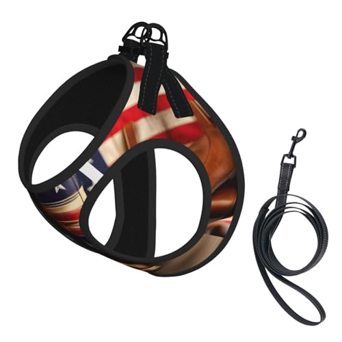 Welpengeschirr, Hundegeschirr und Leine, Set mit amerikanischer Flagge und Cowboystiefeln, weiches Netzgewebe, reflektierend, atmungsaktiv, leichte Weste Welpengeschirr, Hundegeschirr und Leine, Set mit amerikanischer Flagge und Cowboystiefeln, weiches Netzgewebe, reflektierend, atmungsaktiv, leichte Weste von RRSZCC