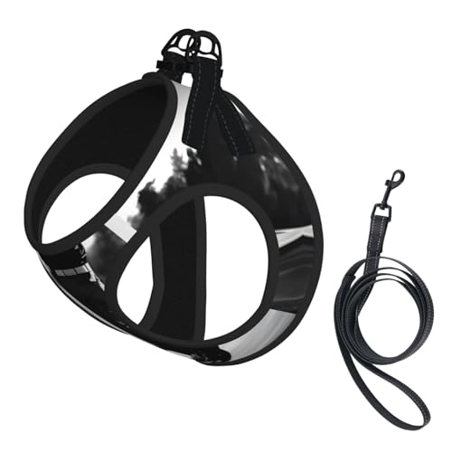 Welpengeschirr, Hundegeschirr und Leine, weiches Netzgewebe, reflektierend, atmungsaktiv, leicht, Schwarz und Weiß von RRSZCC