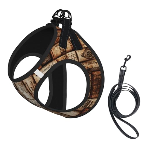 Welpengeschirr, Hundegeschirr und Leine, weiches Netzgewebe, reflektierend, atmungsaktiv, leicht, Weinkorkdruck von RRSZCC