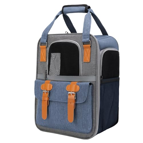 RRXIMHTT Haustier-Rucksack, tragbar, atmungsaktiv, bequem, für Katzen, Hunde, Reisetasche, Blau von RRXIMHTT