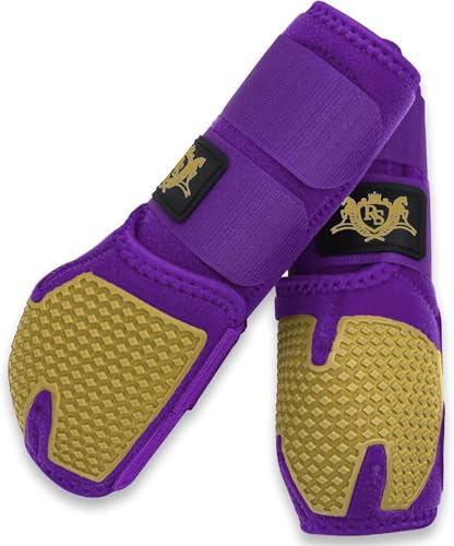 RS Premium Design Gold Line Pferdestiefel | Bequem, schützend und stoßdämpfend | Sportstiefel für Pferde am besten für Sprungtraining | OK-Stoff 1682D bietet ultimative Flexibilität (lila, mittel) von RS Premium Horses
