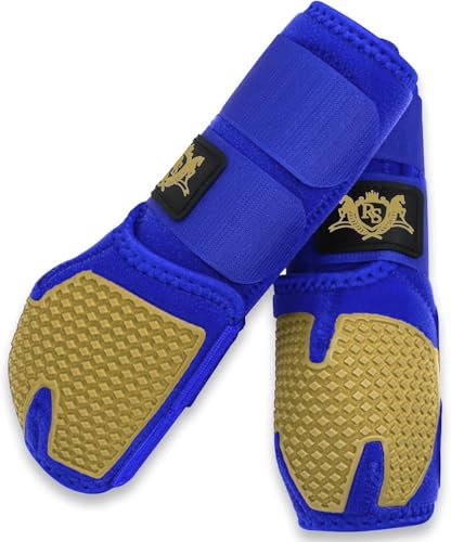 RS Premium Design Hufeisen | Bequem, schützend und stoßdämpfend | Ideal für Springtraining und Trails | OK-Stoff für ultimative Flexibilität (Goldline Blue, Medium) von RS Premium Horses