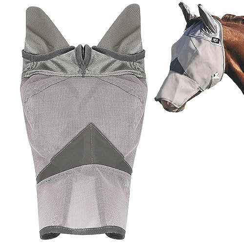 RS Premium Pferdefliegenmaske mit Ohren- und Nasenschutz vor UV | Pferdemaske schützt Ihr Pferd vor lästigen Fliegen | Fliegenmaske sorgt für Pferdekomfort unter sonnigem Himmel | Genießen Sie die von RS Premium Horses
