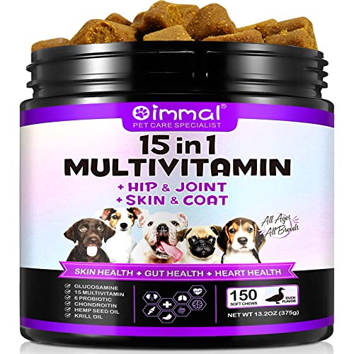 Vitaminpräparat für Hunde, Multivitamin für Hüfte und Gelenke von Hunden, Hautgesundheit, Immunsystem und Verbesserung der Beweglichkeit mit Vitamin C, Probiotika für Hunde (150 Stück) von RSGRT