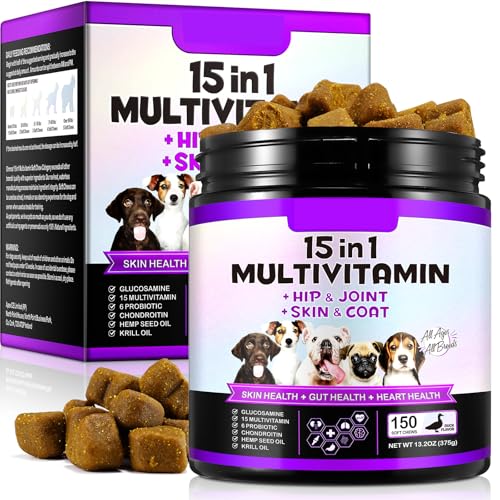 Vitaminpräparat für Hunde, Multivitamin für Hüfte und Gelenke von Hunden, Hautgesundheit, Immunsystem und Supplements,Pet Joint Support Health- for Skin, Coat Heart, HIPS von RSGRT