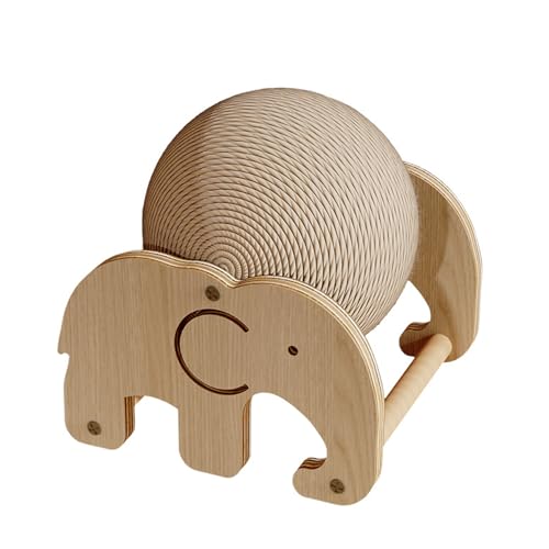 Interaktives Kratz- und Übungsspielzeug aus Holz – natürlicher Sisal-Kratzball, Spinnrad & Pfosten Combo | Indoor-Katzenspielzeug mit robuster Massivholzbasis | Selbstspiel-Aktivitätszentrum für von RSHVSMS