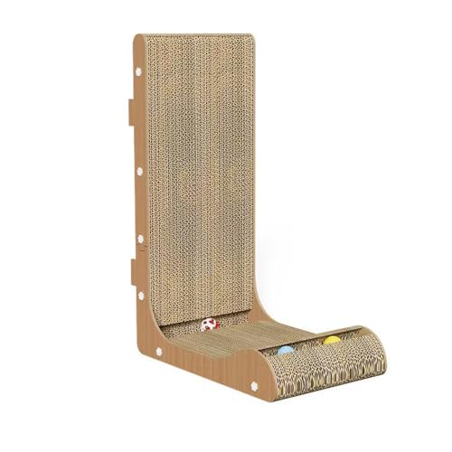 L-förmiger Katzenkratzer, Wandmontage, 60 cm, vertikal/horizontal, Papp-Kratzer mit Kugelspielzeug, platzsparendes langlebiges Design für Indoor-Katzen L-förmiger Katzenkratzer, Wandmontage, 60 cm, vertikal/horizontal, Papp-Kratzer mit Kugelspielzeug, platzsparendes langlebiges Design für Indoor-Katzen von RSHVSMS