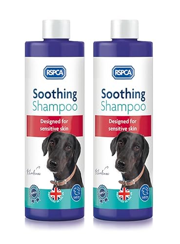 RSPCA 2 x 250 ml beruhigendes Hundeshampoo – beruhigt auf natürliche Weise trockene und gereizte Haut – frei von Enzymen, Silikonen, Parabenen von RSPCA
