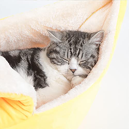 RSTYS Katzenbett, süßes weiches flauschiges Bananen-Katzenbett mit rutschfester Unterseite, maschinenwaschbar, Haustierbetten für Indoor-Katzen oder kleine Hunde, Welpen, Kätzchen, Kaninchen von RSTYS