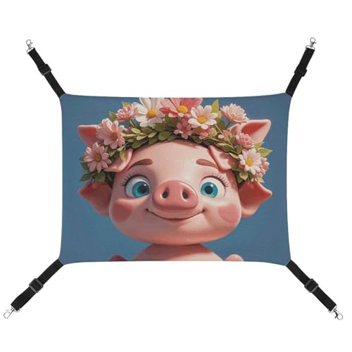 Hängende Haustier-Hängematte für Käfig, weich, atmungsaktiv, niedliches Ferkel mit Kranz, Dekoration, Haustierkäfigbett mit Metallhaken, für kleine Haustiere, ruhende Schlafunterlage für Katzen, Hängende Haustier-Hängematte für Käfig, weich, atmungsaktiv, niedliches Ferkel mit Kranz, Dekoration, Haustierkäfigbett mit Metallhaken, für kleine Haustiere, ruhende Schlafunterlage für Katzen, von RTFGHJS