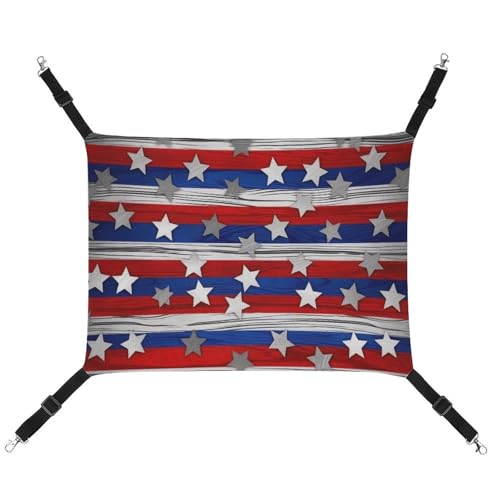 Hängende Haustier-Hängematte für Käfig, weich, atmungsaktiv, patriotische Sterne, Streifen, Unabhängigkeitstag, Haustierkäfigbett mit Metallhaken, für kleine Haustiere, ruhende Schlafunterlage für Hängende Haustier-Hängematte für Käfig, weich, atmungsaktiv, patriotische Sterne, Streifen, Unabhängigkeitstag, Haustierkäfigbett mit Metallhaken, für kleine Haustiere, ruhende Schlafunterlage für von RTFGHJS