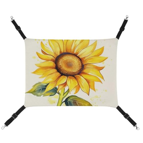 RTFGHJS Hängende Haustier-Hängematte für Käfig, weich, atmungsaktiv, Aquarell-Sonnenblumen-Haustier-Käfig, Bett mit Metallhaken, für kleine Haustiere, Schlafunterlage für Katzen, Hunde, Kaninchen, RTFGHJS Hängende Haustier-Hängematte für Käfig, weich, atmungsaktiv, Aquarell-Sonnenblumen-Haustier-Käfig, Bett mit Metallhaken, für kleine Haustiere, Schlafunterlage für Katzen, Hunde, Kaninchen, von RTFGHJS