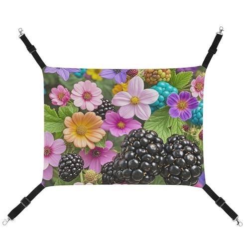 RTFGHJS Hängende Haustier-Hängematte für Käfig, weich, atmungsaktiv, Blumen und Brombeeren, Haustierkäfigbett mit Metallhaken, für kleine Haustiere, Schlafunterlage für Katzen, Hunde, Kaninchen, RTFGHJS Hängende Haustier-Hängematte für Käfig, weich, atmungsaktiv, Blumen und Brombeeren, Haustierkäfigbett mit Metallhaken, für kleine Haustiere, Schlafunterlage für Katzen, Hunde, Kaninchen, von RTFGHJS