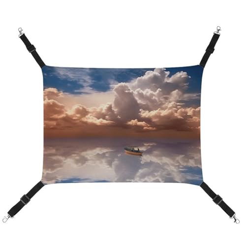 RTFGHJS Hängende Haustier-Hängematte für Käfig, weich, atmungsaktiv, Boot und Wolke, Haustierkäfigbett mit Metallhaken, für kleine Haustiere, Schlafunterlage für Katzen, Hunde, Kaninchen, andere von RTFGHJS