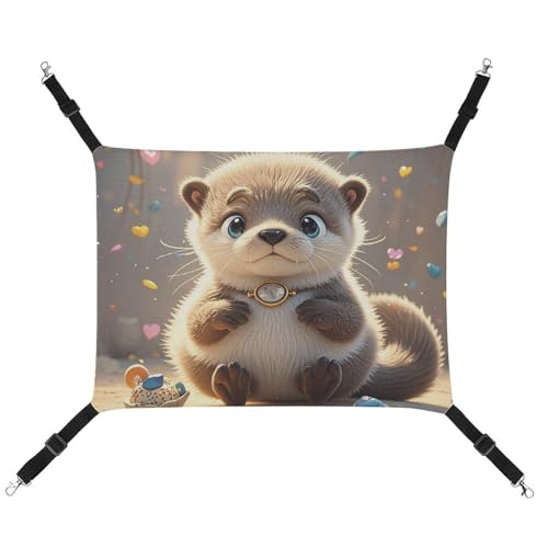 RTFGHJS Hängende Haustier-Hängematte für Käfig, weich, atmungsaktiv, Cartoon, niedliches Otter-Haustierkäfigbett mit Metallhaken, für kleine Haustiere, Schlafunterlage für Katzen, Hunde, Kaninchen, RTFGHJS Hängende Haustier-Hängematte für Käfig, weich, atmungsaktiv, Cartoon, niedliches Otter-Haustierkäfigbett mit Metallhaken, für kleine Haustiere, Schlafunterlage für Katzen, Hunde, Kaninchen, von RTFGHJS