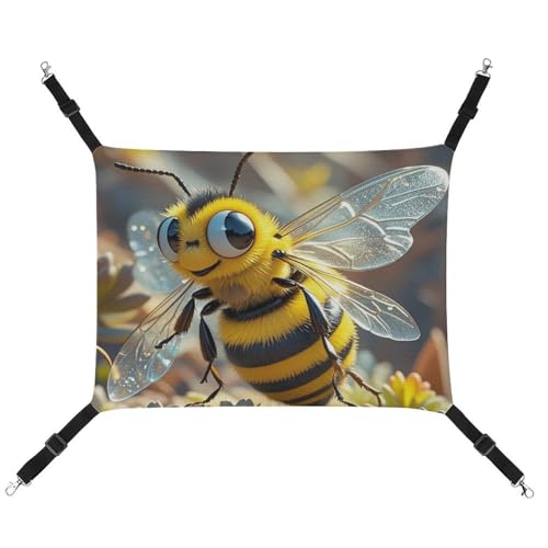RTFGHJS Hängende Haustier-Hängematte für Käfig, weich, atmungsaktiv, Cartoon-Biene, Haustier-Käfig, Bett mit Metallhaken, für kleine Haustiere, ruhende Schlafunterlage für Katzen, Hunde, Kaninchen, von RTFGHJS
