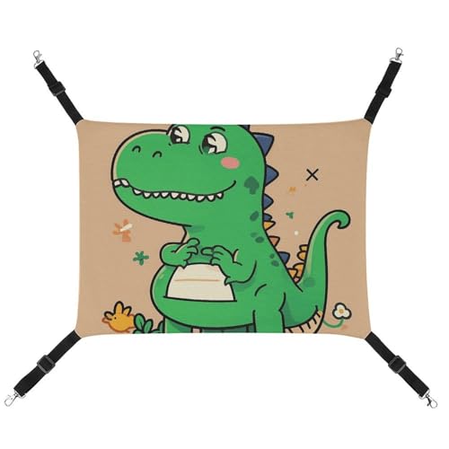 RTFGHJS Hängende Haustier-Hängematte für Käfig, weich, atmungsaktiv, Cartoon-Dinosaurier-Haustier-Käfig, Bett mit Metallhaken, für kleine Haustiere, Schlafunterlage für Katzen, Hunde, Kaninchen, von RTFGHJS