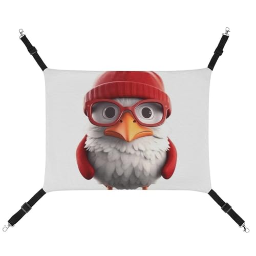 RTFGHJS Hängende Haustier-Hängematte für Käfig, weich, atmungsaktiv, Cartoon-Vogel mit Brille, Haustierkäfigbett mit Metallhaken, für kleine Haustiere, ruhende Schlafunterlage für Katzen, Hunde, RTFGHJS Hängende Haustier-Hängematte für Käfig, weich, atmungsaktiv, Cartoon-Vogel mit Brille, Haustierkäfigbett mit Metallhaken, für kleine Haustiere, ruhende Schlafunterlage für Katzen, Hunde, von RTFGHJS