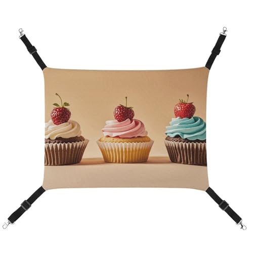 RTFGHJS Hängende Haustier-Hängematte für Käfig, weich, atmungsaktiv, Cupcakes, Haustierkäfigbett mit Metallhaken, für kleine Haustiere, Schlafunterlage für Katzen, Hunde, Kaninchen, andere Kleintiere von RTFGHJS