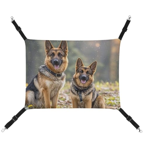 RTFGHJS Hängende Haustier-Hängematte für Käfig, weich, atmungsaktiv, Deutscher Schäferhund, Haustierkäfigbett mit Metallhaken, für kleine Haustiere, Schlafunterlage für Katzen, Hunde, Kaninchen, von RTFGHJS