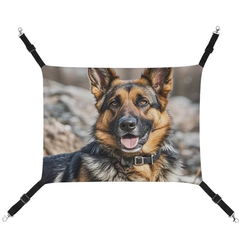 RTFGHJS Hängende Haustier-Hängematte für Käfig, weich, atmungsaktiv, Deutscher Schäferhund, Haustierkäfigbett mit Metallhaken, für kleine Haustiere, Schlafunterlage für Katzen, Hunde, Kaninchen, von RTFGHJS