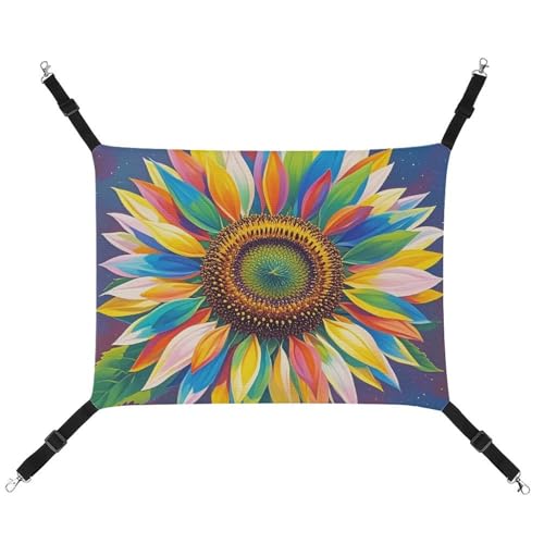 RTFGHJS Hängende Haustier-Hängematte für Käfig, weich, atmungsaktiv, Farbmalerei, Sonnenblume, Haustierkäfigbett mit Metallhaken, für kleine Haustiere, Schlafunterlage für Katzen, Hunde, Kaninchen, RTFGHJS Hängende Haustier-Hängematte für Käfig, weich, atmungsaktiv, Farbmalerei, Sonnenblume, Haustierkäfigbett mit Metallhaken, für kleine Haustiere, Schlafunterlage für Katzen, Hunde, Kaninchen, von RTFGHJS