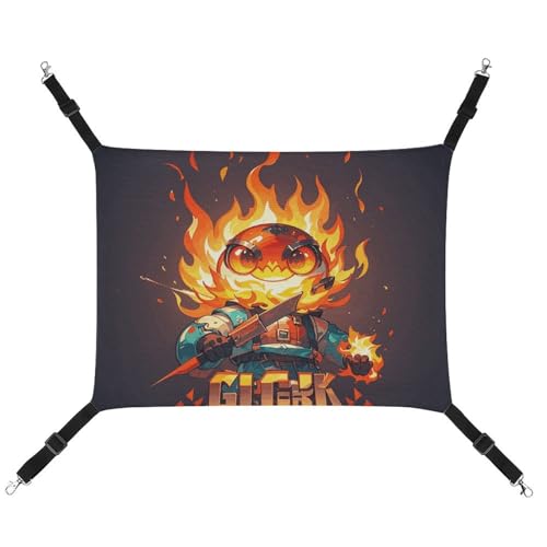 RTFGHJS Hängende Haustier-Hängematte für Käfig, weich, atmungsaktiv, Flammenball, Gamer, Haustierkäfigbett mit Metallhaken, für kleine Haustiere, Schlafunterlage für Katzen, Hunde, Kaninchen, andere von RTFGHJS