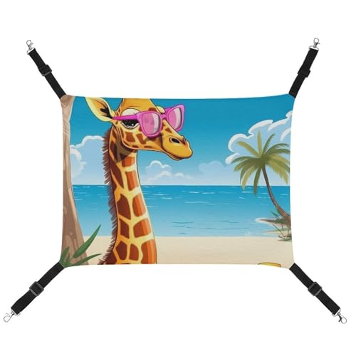 RTFGHJS Hängende Haustier-Hängematte für Käfig, weich, atmungsaktiv, Giraffe, Strand, Haustierkäfigbett mit Metallhaken, für kleine Haustiere, Schlafunterlage für Katzen, Hunde, Kaninchen, andere von RTFGHJS