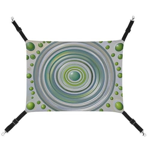 RTFGHJS Hängende Haustier-Hängematte für Käfig, weich, atmungsaktiv, Kreise und grüne Punkte, Haustierkäfigbett mit Metallhaken, für kleine Haustiere, Schlafunterlage für Katzen, Hunde, Kaninchen, RTFGHJS Hängende Haustier-Hängematte für Käfig, weich, atmungsaktiv, Kreise und grüne Punkte, Haustierkäfigbett mit Metallhaken, für kleine Haustiere, Schlafunterlage für Katzen, Hunde, Kaninchen, von RTFGHJS