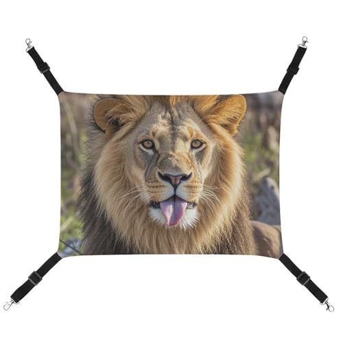 RTFGHJS Hängende Haustier-Hängematte für Käfig, weich, atmungsaktiv, Löwe, hält die Zunge heraus, Haustierkäfigbett mit Metallhaken, Schlafunterlage für Katzen, Hunde, Kaninchen, andere Kleintiere von RTFGHJS
