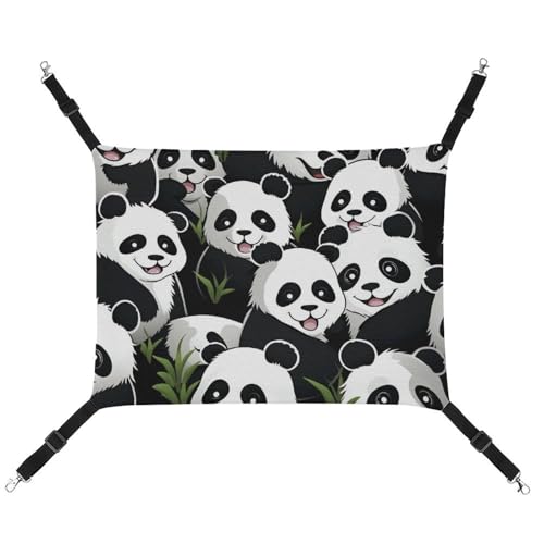 RTFGHJS Hängende Haustier-Hängematte für Käfig, weich, atmungsaktiv, Panda-Muster, Haustierkäfigbett mit Metallhaken, für kleine Haustiere, ruhende Schlafunterlage für Katzen, Hunde, Kaninchen, andere von RTFGHJS