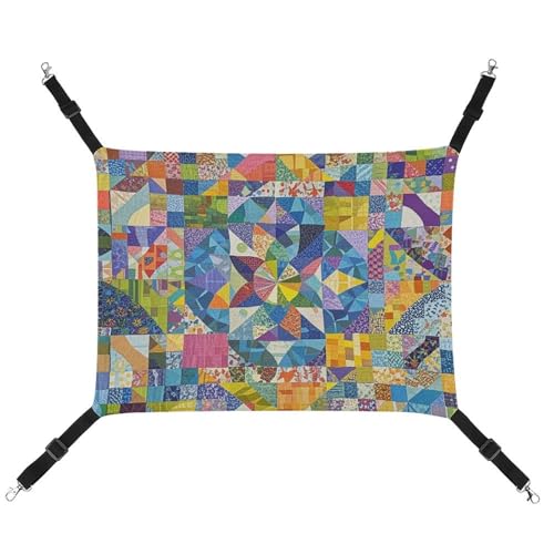 RTFGHJS Hängende Haustier-Hängematte für Käfig, weich, atmungsaktiv, Patchwork-Muster, Haustierkäfigbett mit Metallhaken, für kleine Haustiere, ruhende Schlafunterlage für Katzen, Hunde, Kaninchen, RTFGHJS Hängende Haustier-Hängematte für Käfig, weich, atmungsaktiv, Patchwork-Muster, Haustierkäfigbett mit Metallhaken, für kleine Haustiere, ruhende Schlafunterlage für Katzen, Hunde, Kaninchen, von RTFGHJS